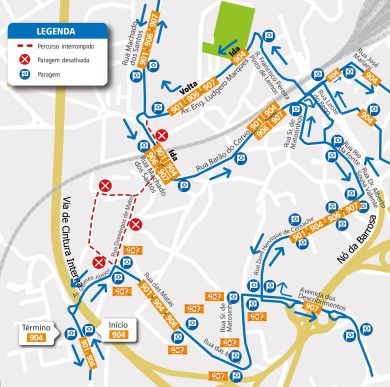 LINHAS 901-904-906-907 - ALTERAÇÃO DE PERCURSO - OBRAS - R. DOMINGOS DE MATOS - V. N. GAIA
